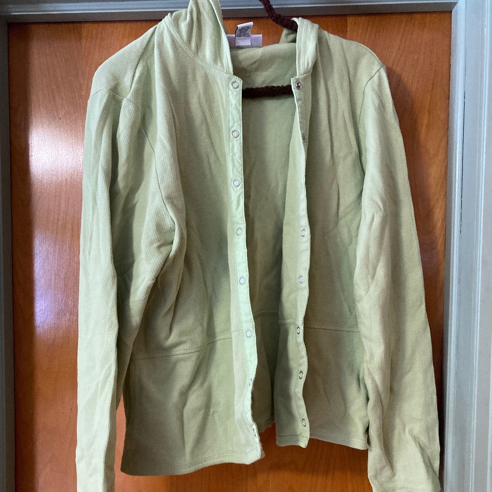 Vintage Lime Green Style & Co Sport Hoodie Sweatshirt 100% cotton Size Large